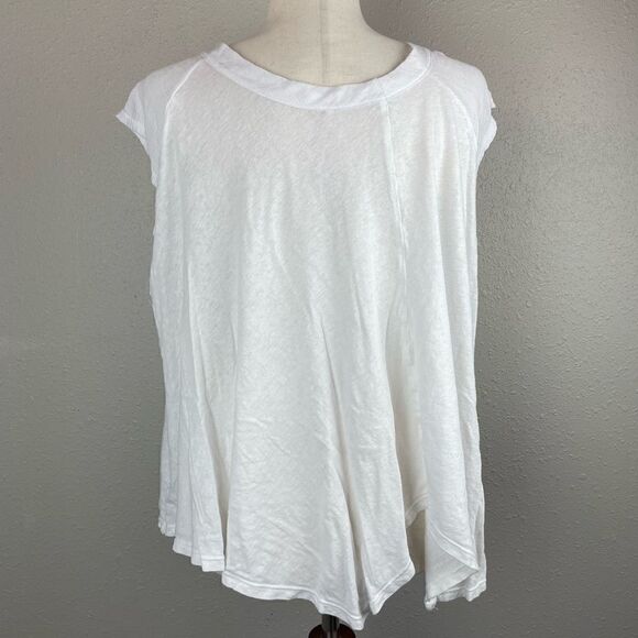 NWOT Free People Oversized Linen Blend T-Shirt Size XS - Picture 4 of 6